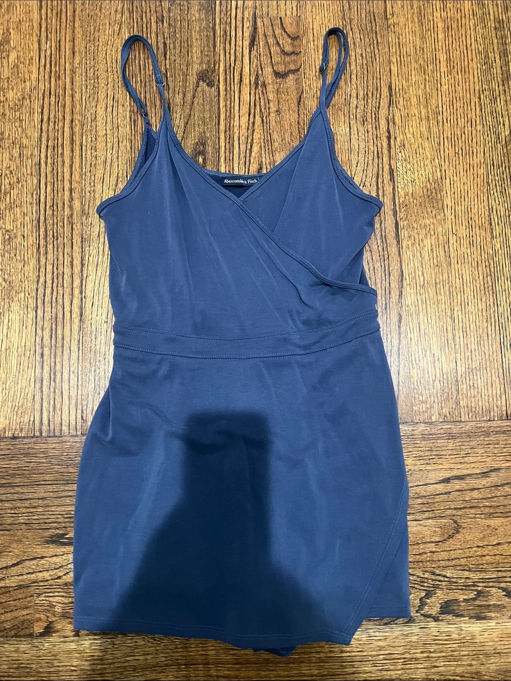 Abercrombie & Fitch Navy Wrap-Front Spaghetti Strap Romper Skorts